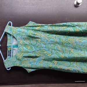 Jones NY Stretch Sleeveless Paisley Sheath Dress Size 8